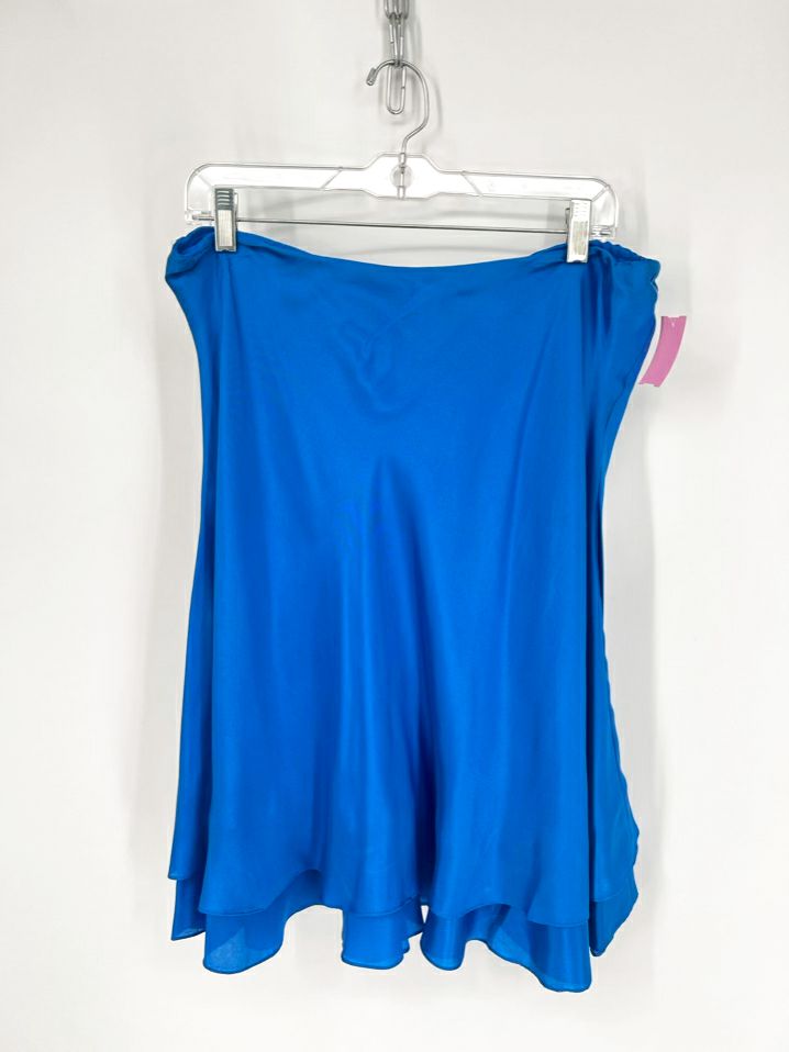 LAUREN RALPH LAUREN Size L Blue Silk Skirt NWT