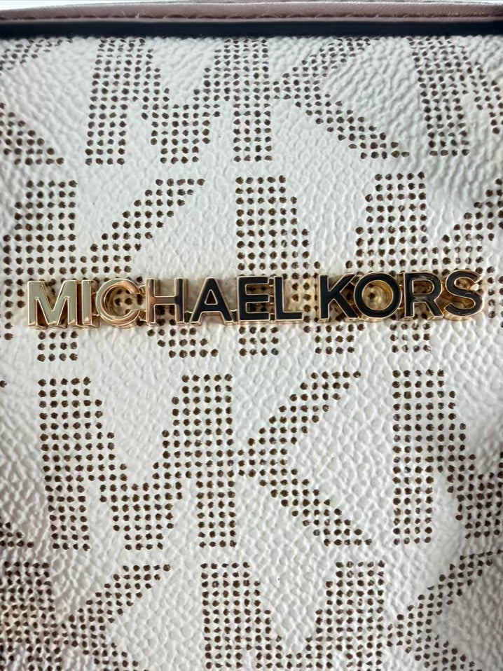 MICHAEL KORS Beige & Brown Mini Monogram Crossbody Bag