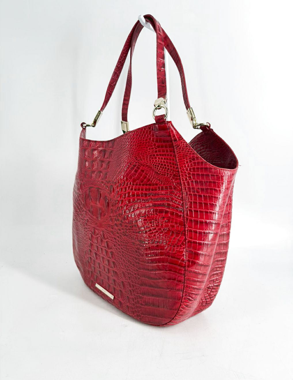 BRAHMIN Marianna Red Crocodile Embossed Melbourne Leather Tote
