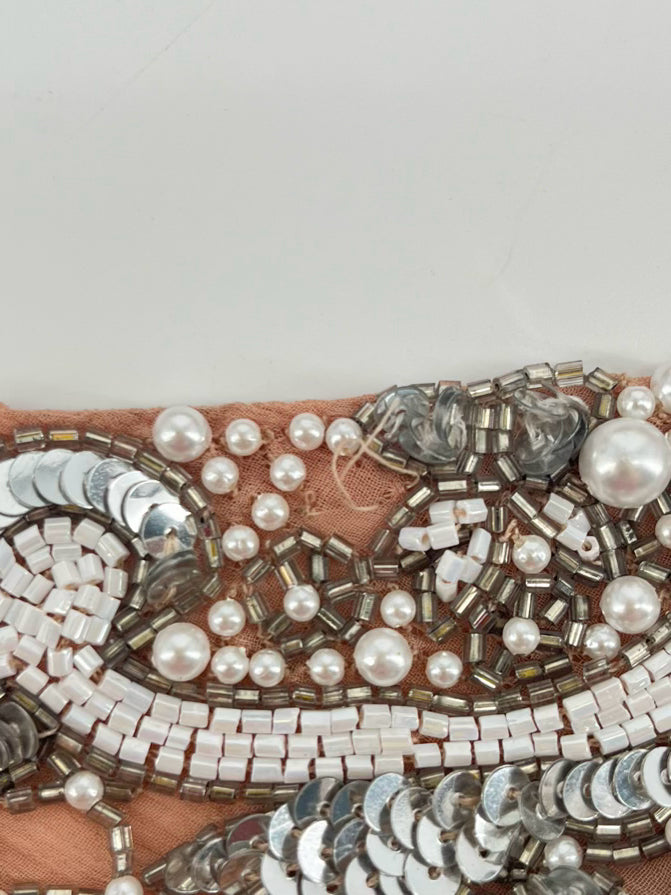 MIGNONNE GAVIGAN Tan Collar Necklace W/ Intricate Beadwork Design