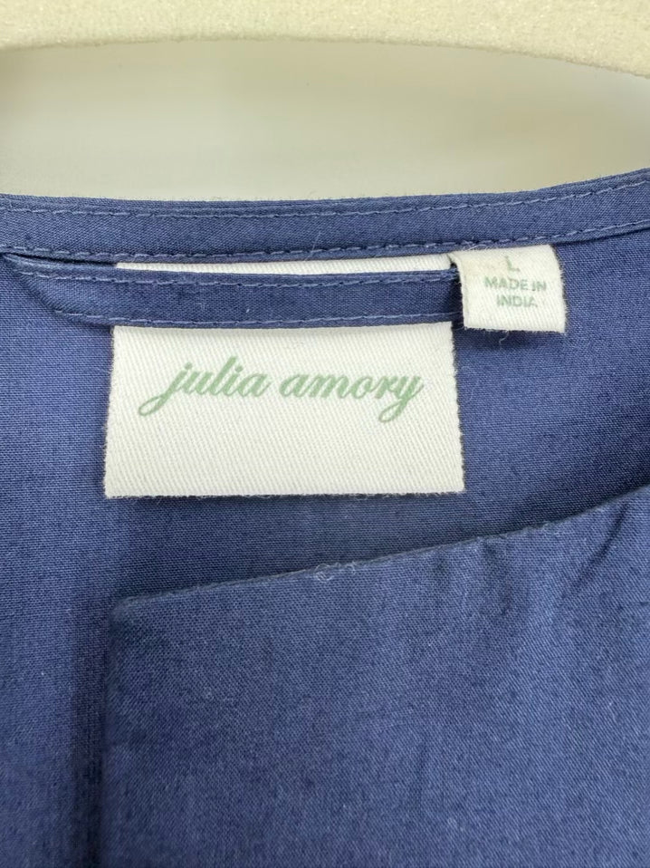 JULIA AMORY Wmn's Size L Navy Belted Midi-Dress