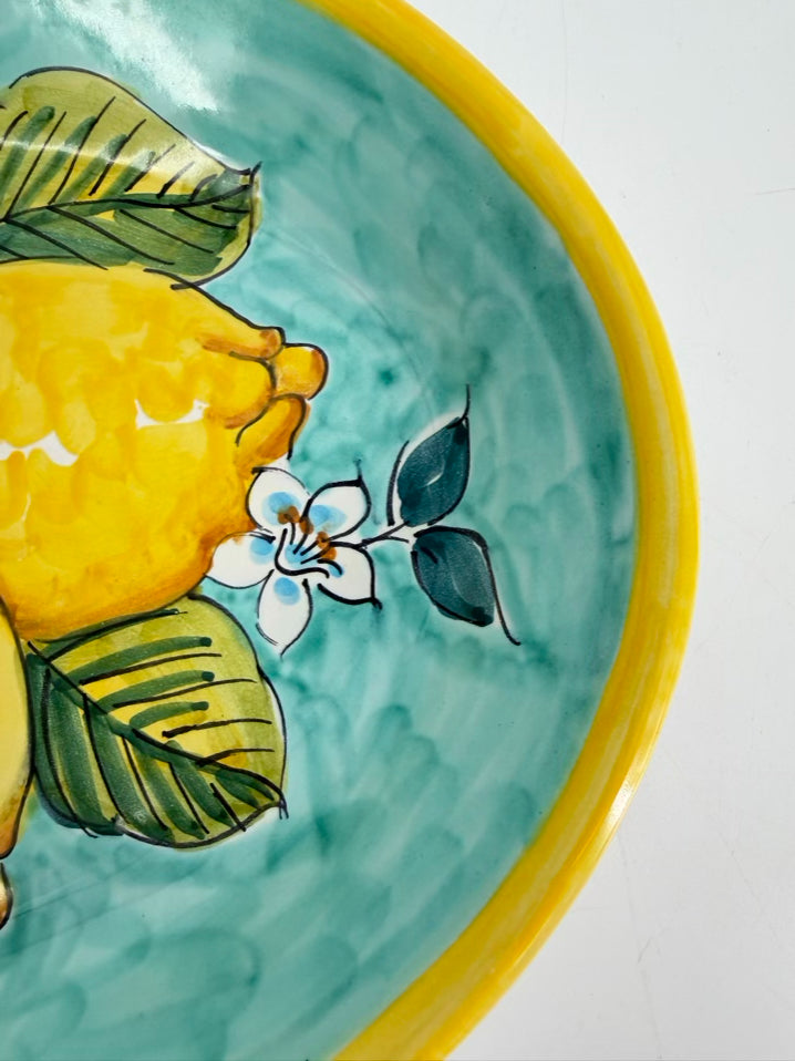 VIETRI Italy Hand Painted Lemons Ceramic Oval Serving Platter