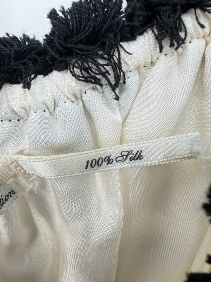 LEON MAX Size M Ivory & Black Silk Dress NWT