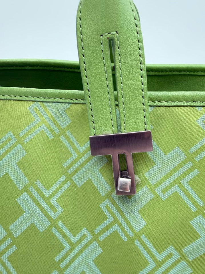 TUMI Green Nylon Monogram Tote Bag