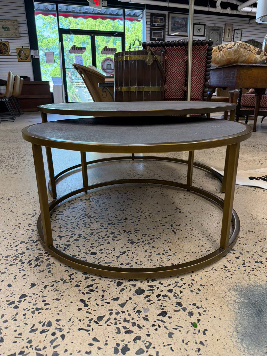 FOUR HANDS Gold & Gray Metal Nesting Coffee Tables