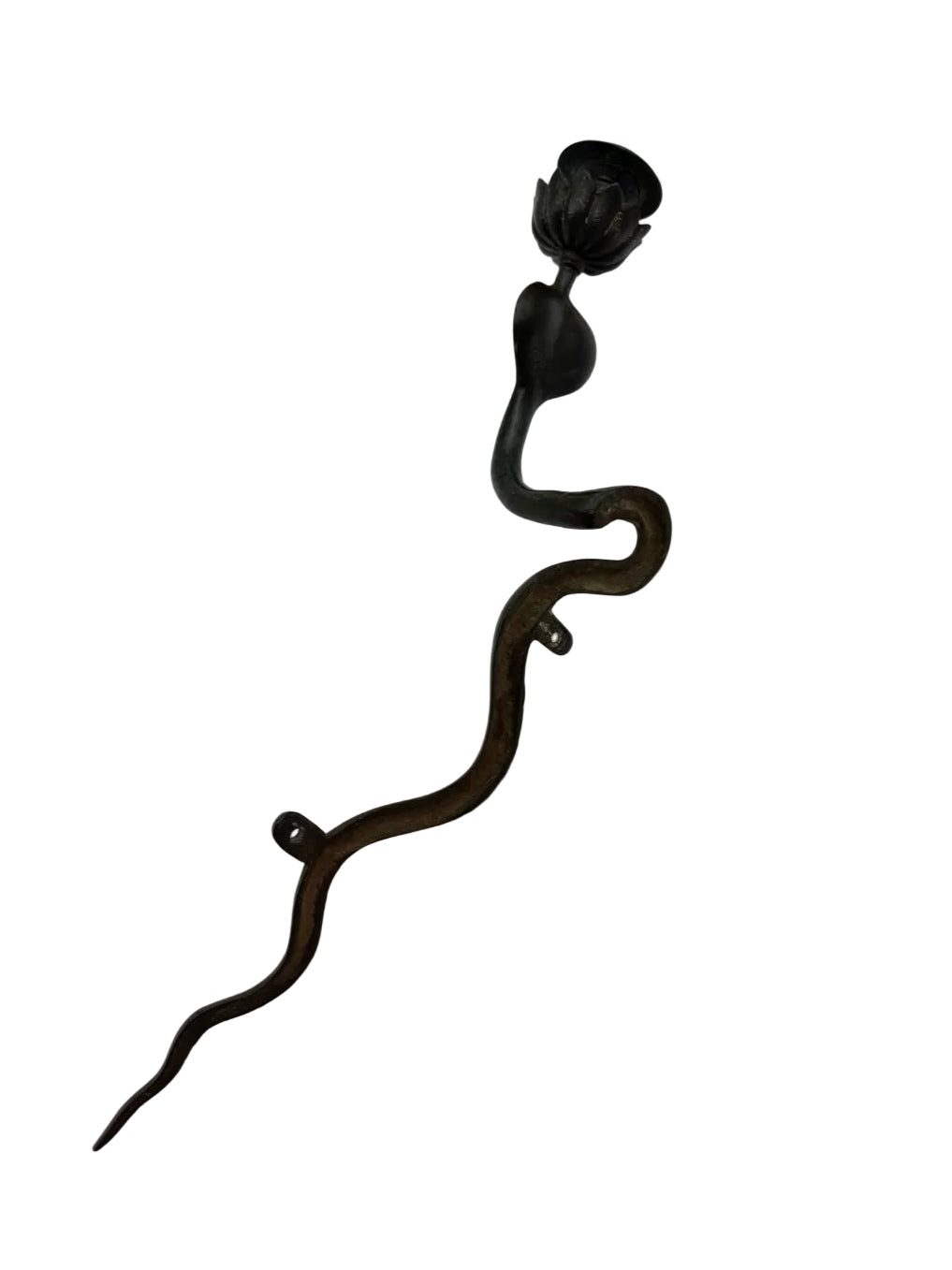 VINTAGE Gray Metal Cobra Candleholder