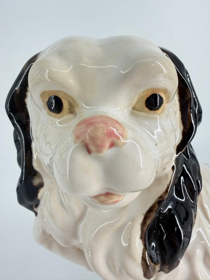 Black & White Ceramic Staffordshire Style Cavalier King Charles Dog Figure