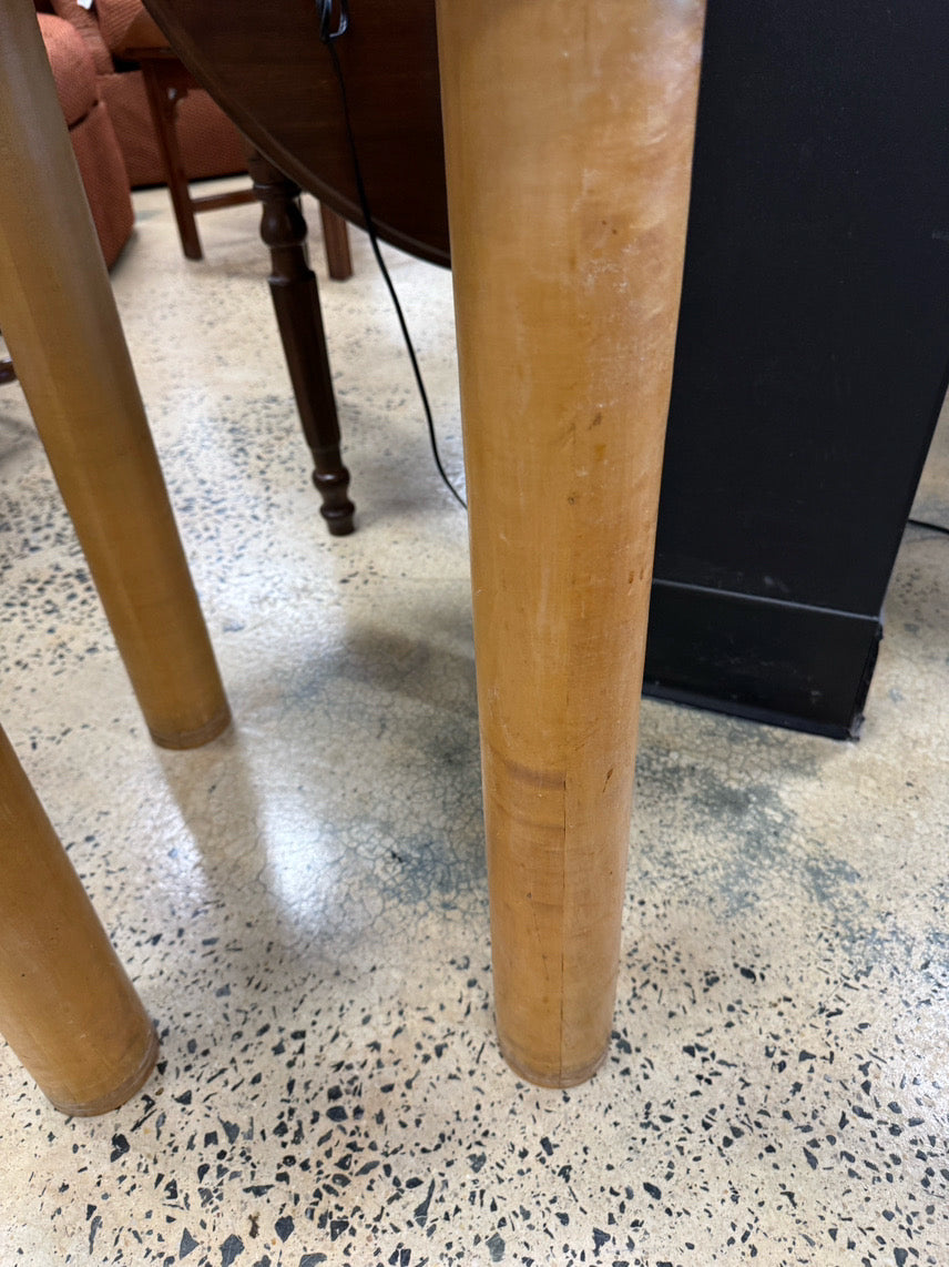 Natural Wood Square Butcher Block w/ Metal Studs on Rounded Legs