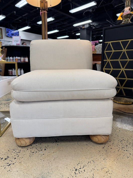 Cream Slipper Chair w/ Bun Feet