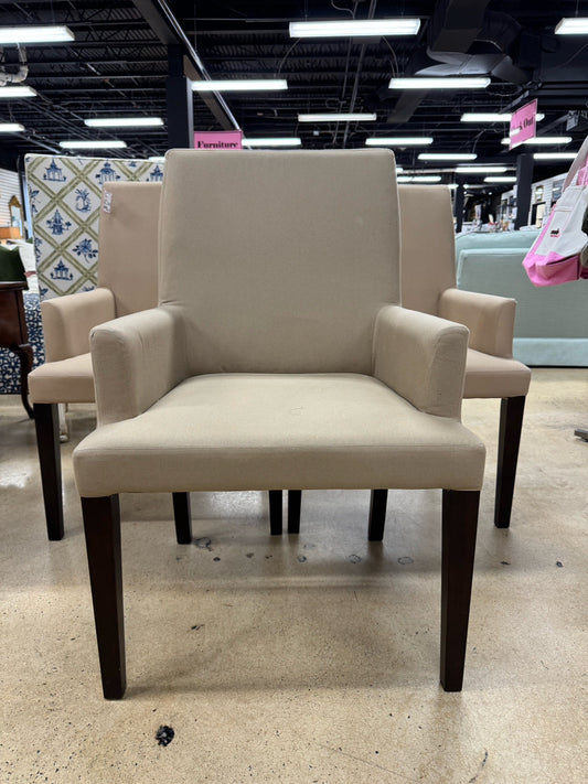 POTTERY BARN Tan Cotton Set of 3 Arm Chairs