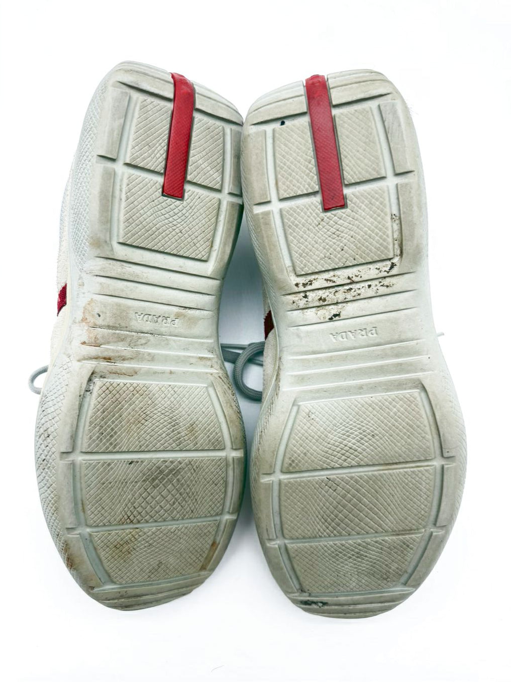PRADA MENS Size 9.5 Tan & Silver Sneakers