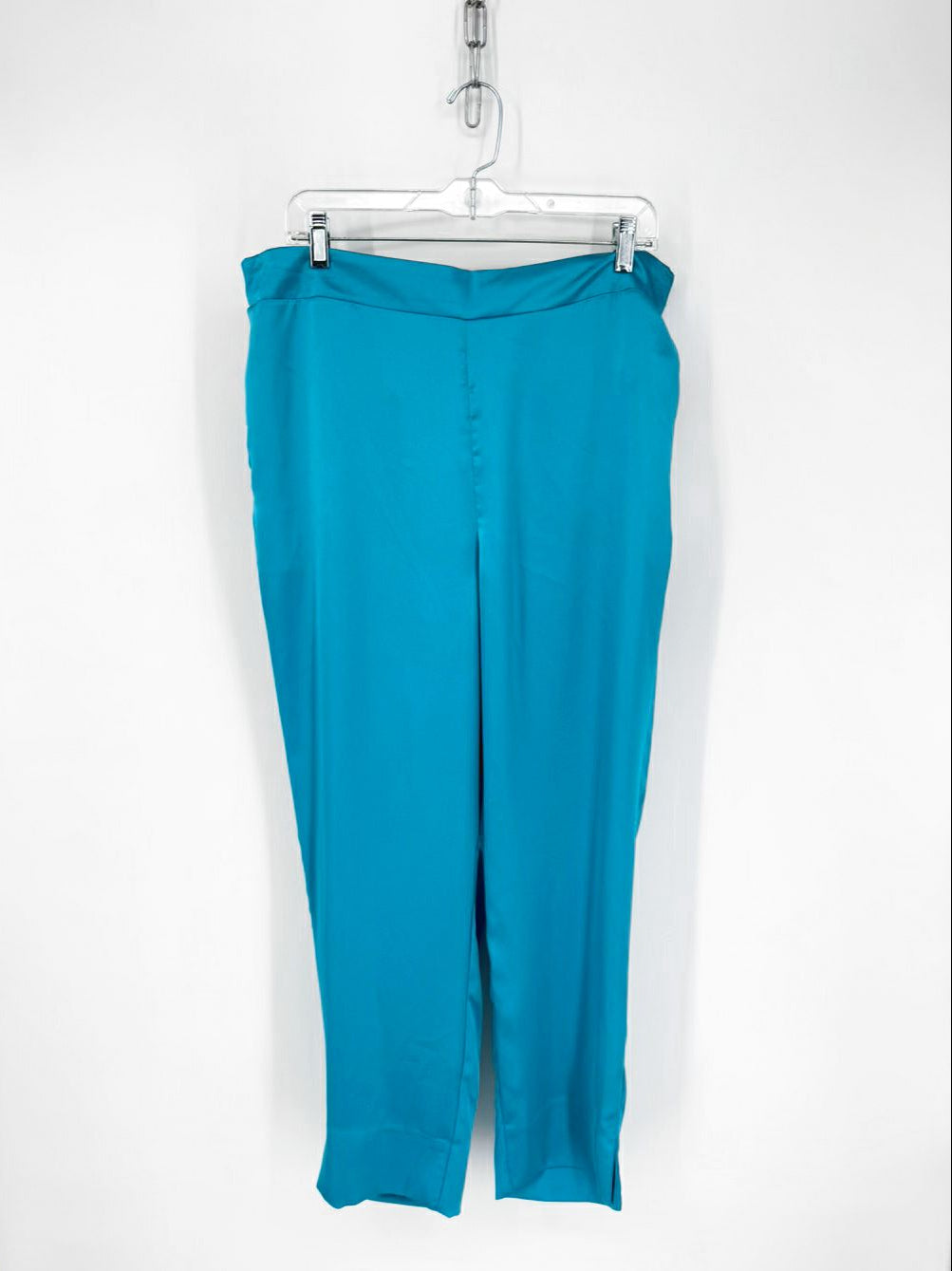 GRETCHEN SCOTT Size L Teal Satin Belted Pants NWT