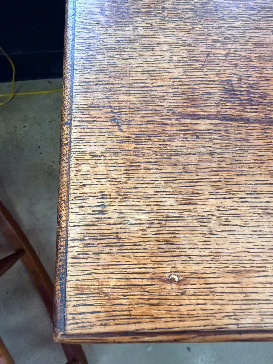 Medium Brown English Oak Occasional Table w/ 3 Drawers
