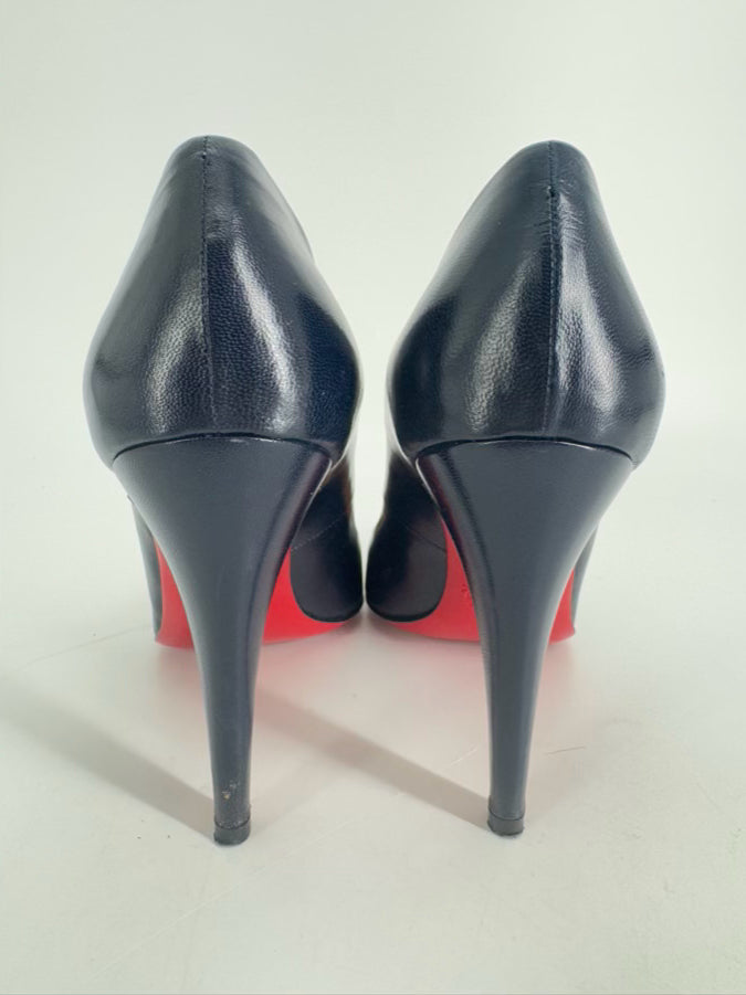 CHRISTIAN LOUBOUTIN Size 38 Navy & Red Leather Pumps