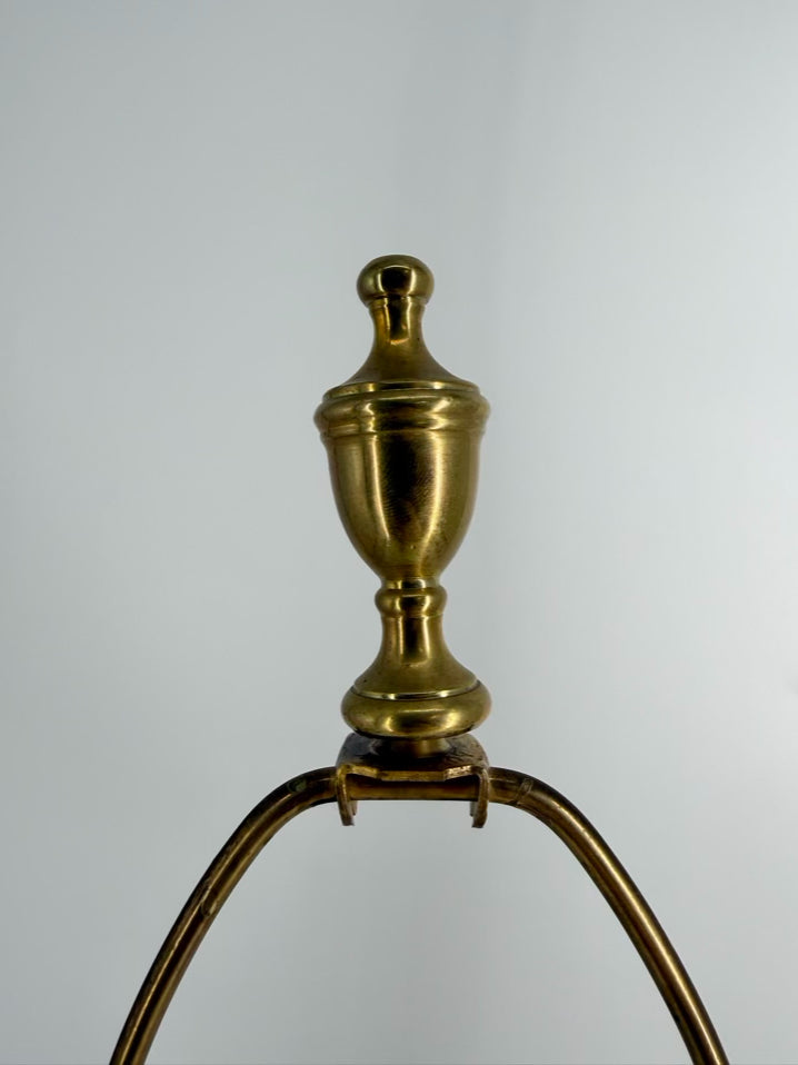 STIFFEL Brass & Cream Glass Pair of Lamps w/ No Shade