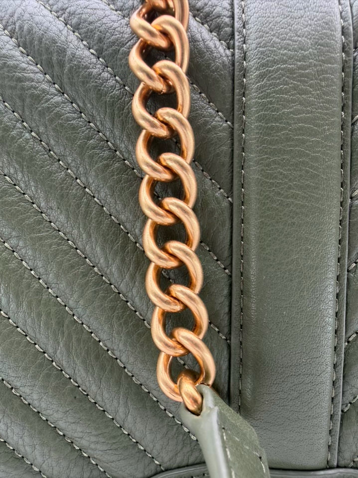 REBECCA MINKOFF Olive Chevron Leather Crossbody Bag