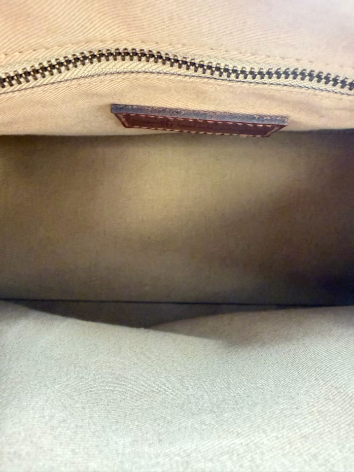POLO RALPH LAUREN Blue & Green Coated Canvas Plaid Purse