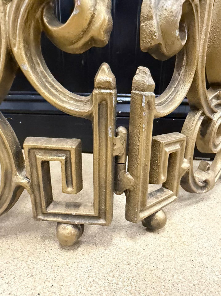 Tri Fold Neo Classical Gold Metal Fireplace Screen