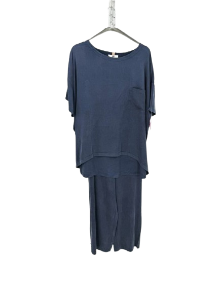 LUNYA Wmn's Size XL Navy Silk Pajama Set