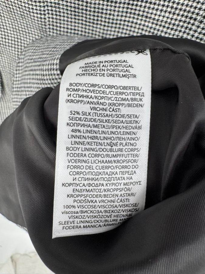 POLO RALPH LAUREN Size 14 Black Silk & Linen Blend Houndstooth Blazer NWT