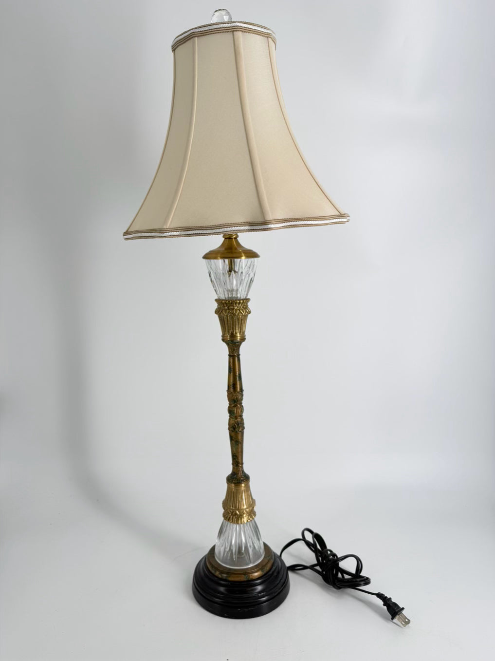 WILDWOOD Brass & Crystal Buffet Pair Of Lamps w/ Shades