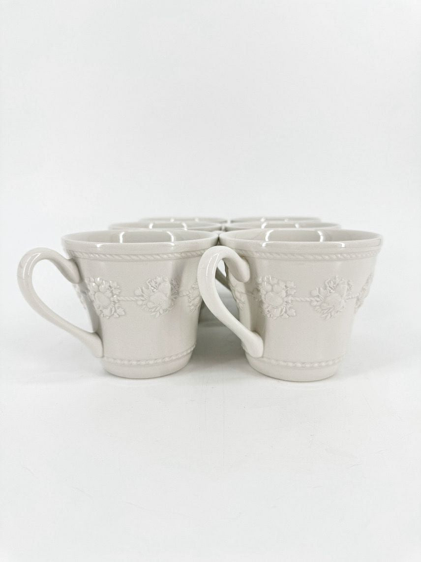 WEDGWOOD White Earthenware "Festivity" Set of 6 Mugs