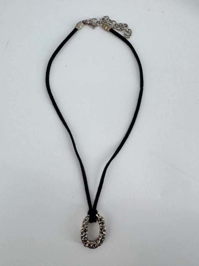 CHARLES KRYPELL STERLING SILVER Pendant Black Cord Necklace