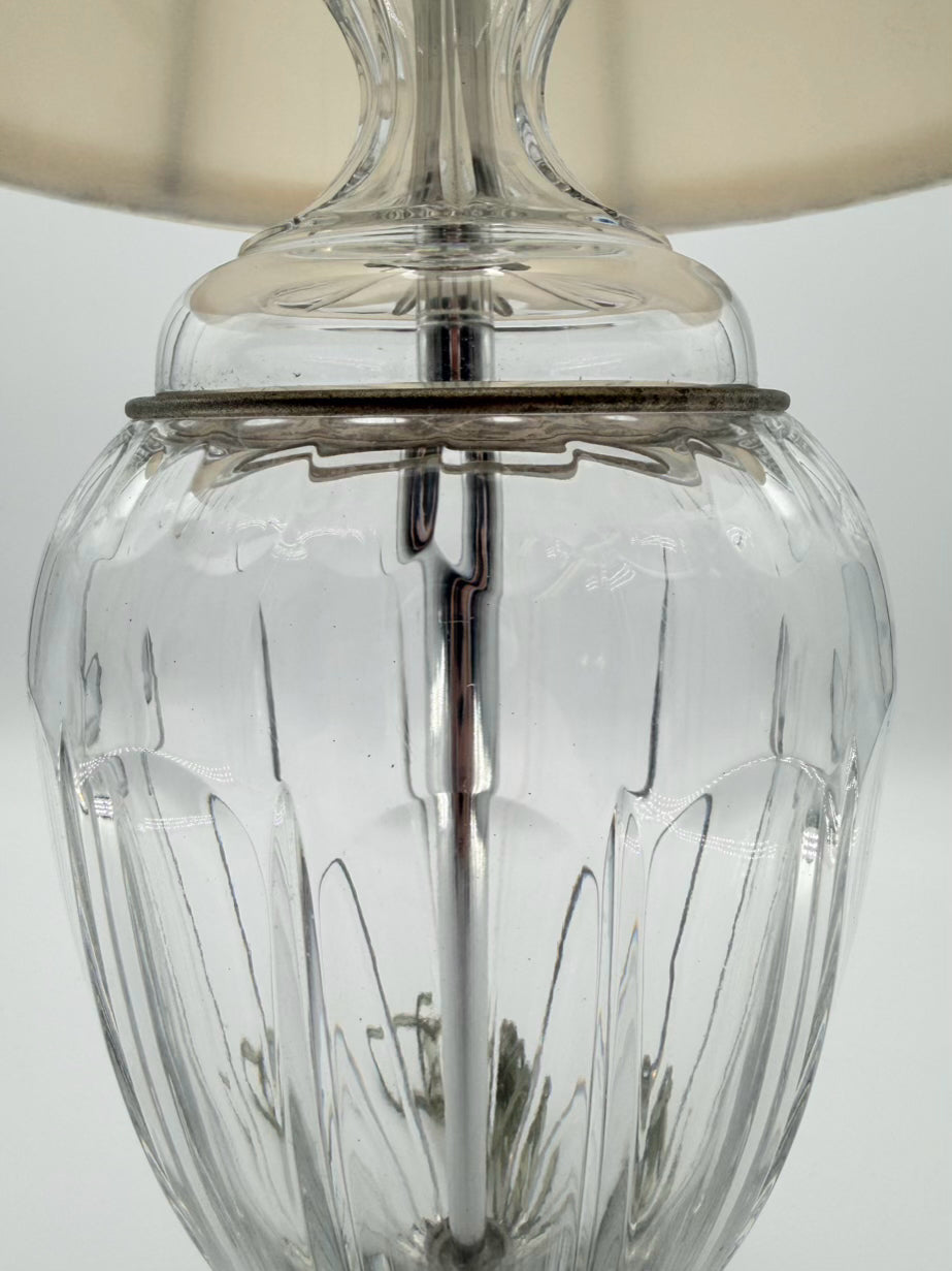 SCHONBEK Crystal Lamp & Shade w/ Silver Plated Feet