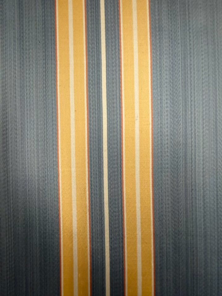 KINDEL MARTHA WASHINGTON Wood Chair w/ Blue & Yellow Stripe Fabric