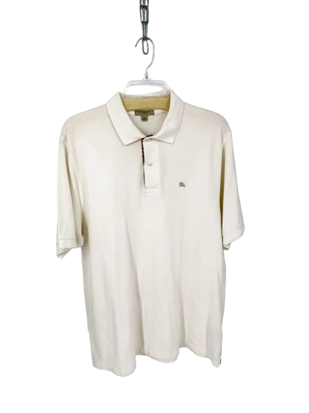 BURBERRY LONDON Nova Check Accent Size Men's L Beige Short Sleeve Shirt