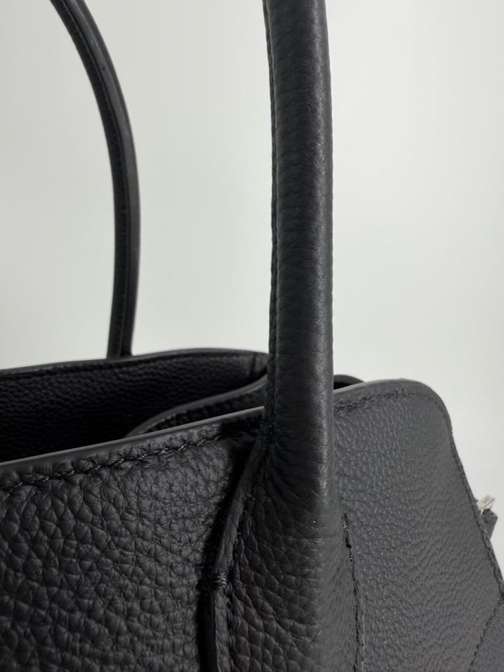 THE ROW Margaux 15 Bag Black Pebbled Leather w/ Silver Hardware