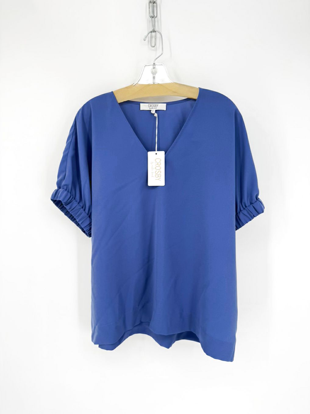 CROSBY BY MOLLIE BURCH Size L Blue Blouse NWT