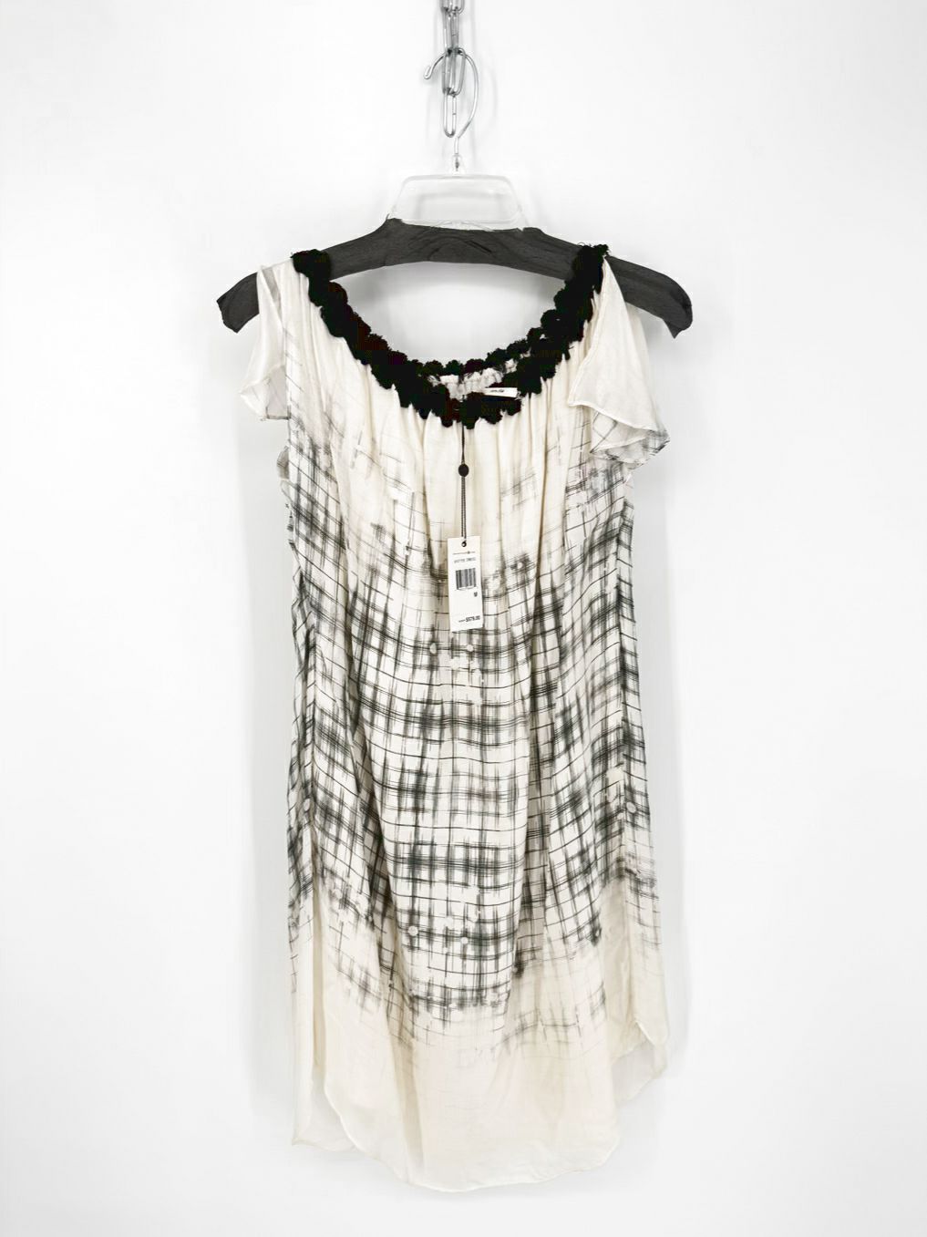 LEON MAX Size M Ivory & Black Silk Dress NWT