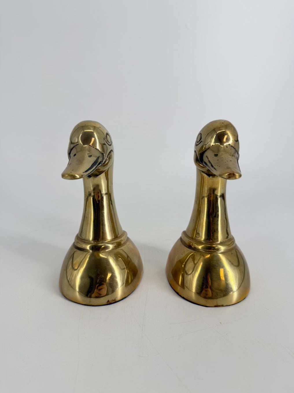 Gold Tone Brass Duck Book Ends