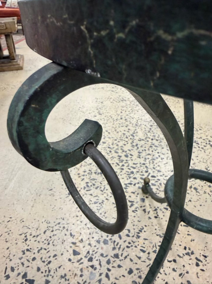 Green & Clear Iron & Glass Occasional Table