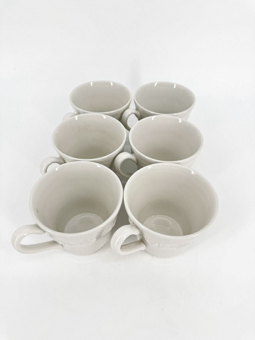 WEDGWOOD White Earthenware "Festivity" Set of 6 Mugs