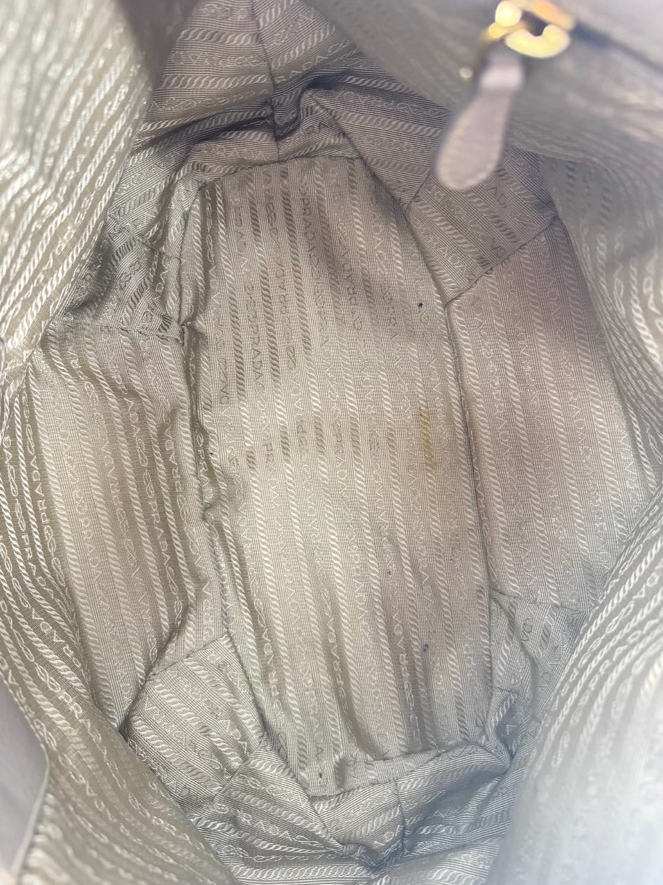 PRADA Gray Pebbled Leather Purse