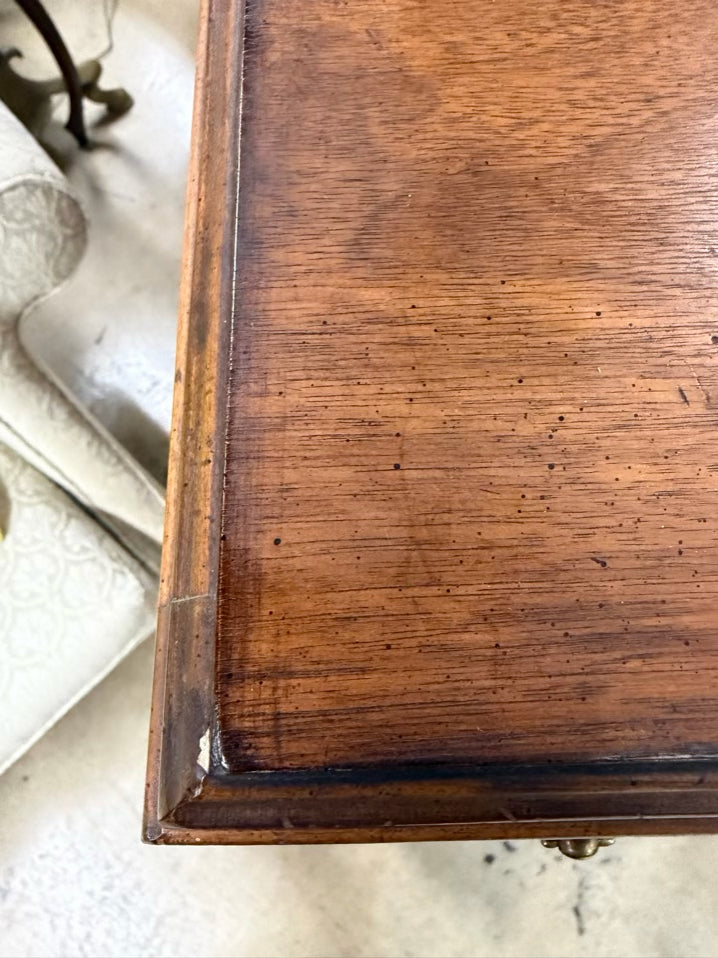 VINTAGE Wood Queen Ann Silver Chest