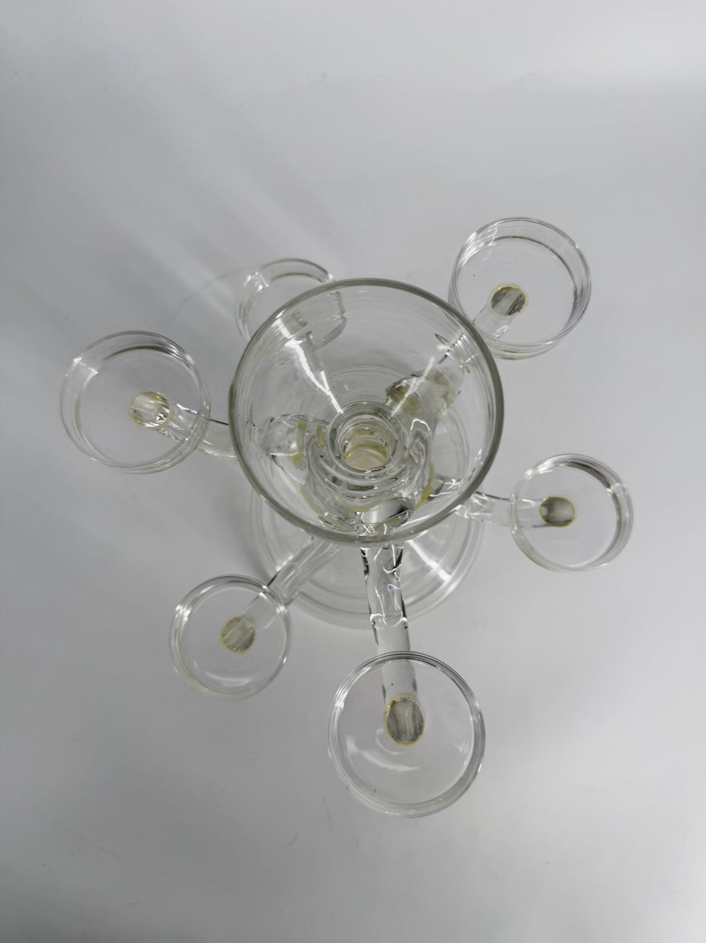 Clear Blown Glass Six Arm Epergne Candleholder