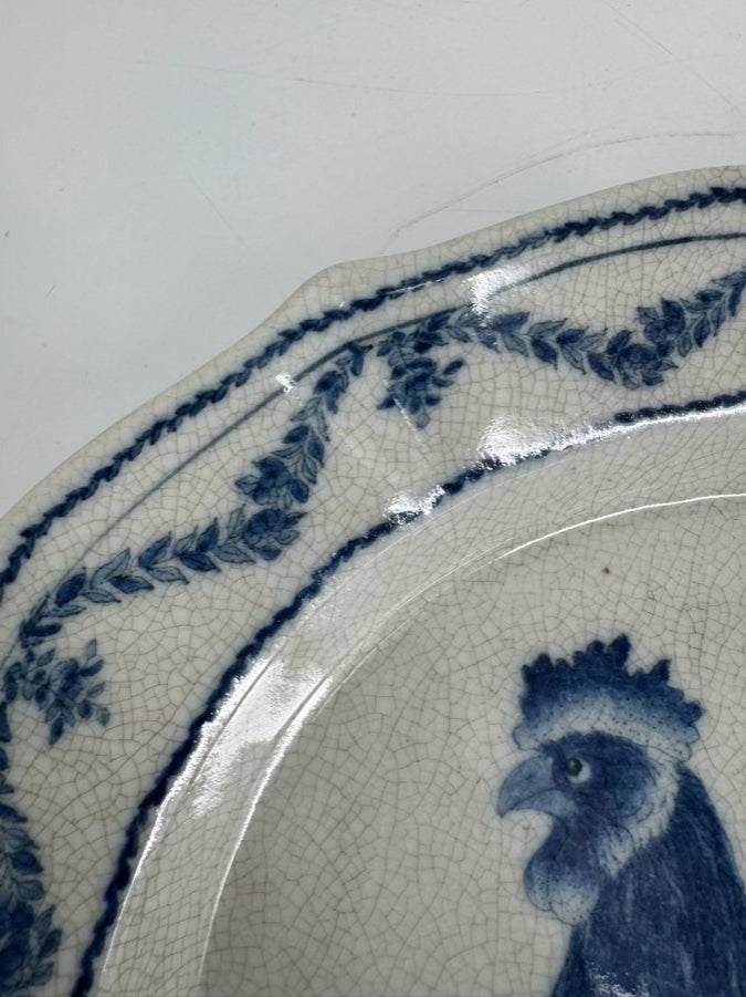 CAPA Blue & White Rooster Ceramic Platter