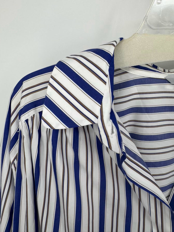 DICE KAYEK Size 44 Royal Blue Stripe Oversized Blouse