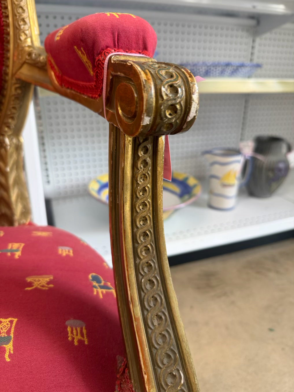 Gold French Chair w/ Red Fabric