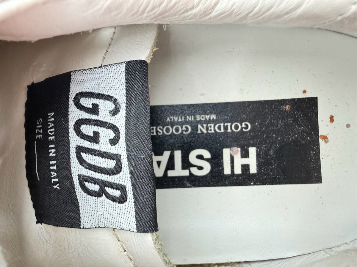 GOLDEN GOOSE Size 38 White & Bronze Textile Sneakers
