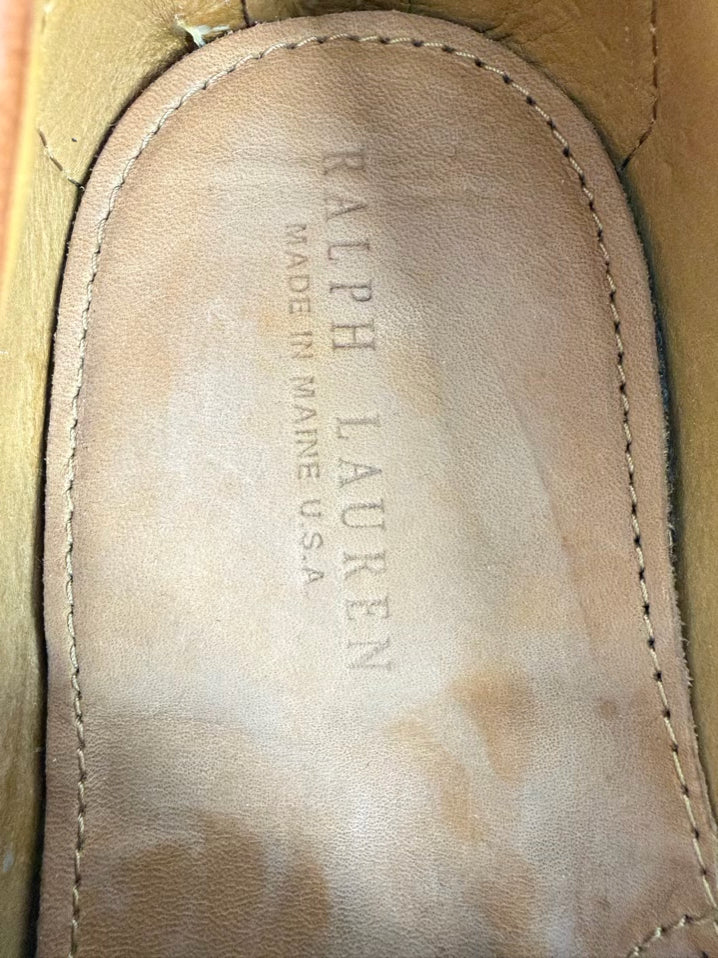 RALPH LAUREN Size 10 Cognac & White Leather Boat Shoes