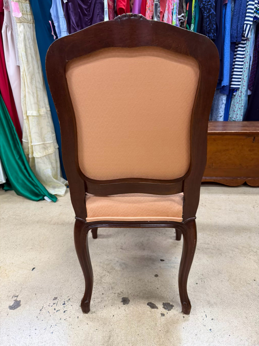 Wood Country French Set of 4 Chairs w/ Salmon Fabric