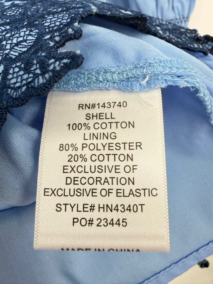 HYACINTH HOUSE Size XXL Blue Embroidered Blouse