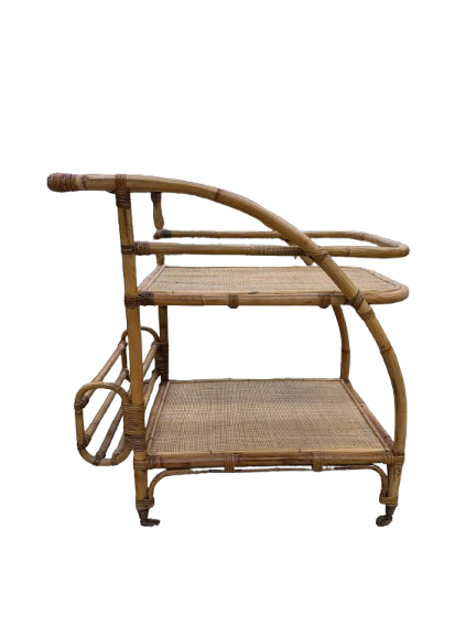 SAFAVICH Light Bamboo Bar Cart