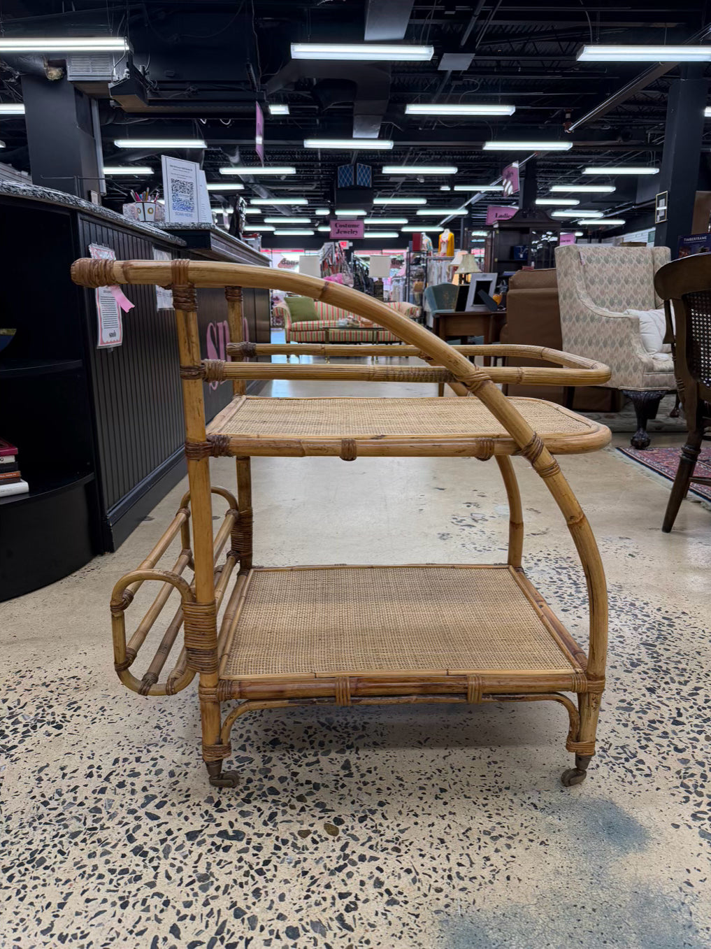 SAFAVICH Light Bamboo Bar Cart