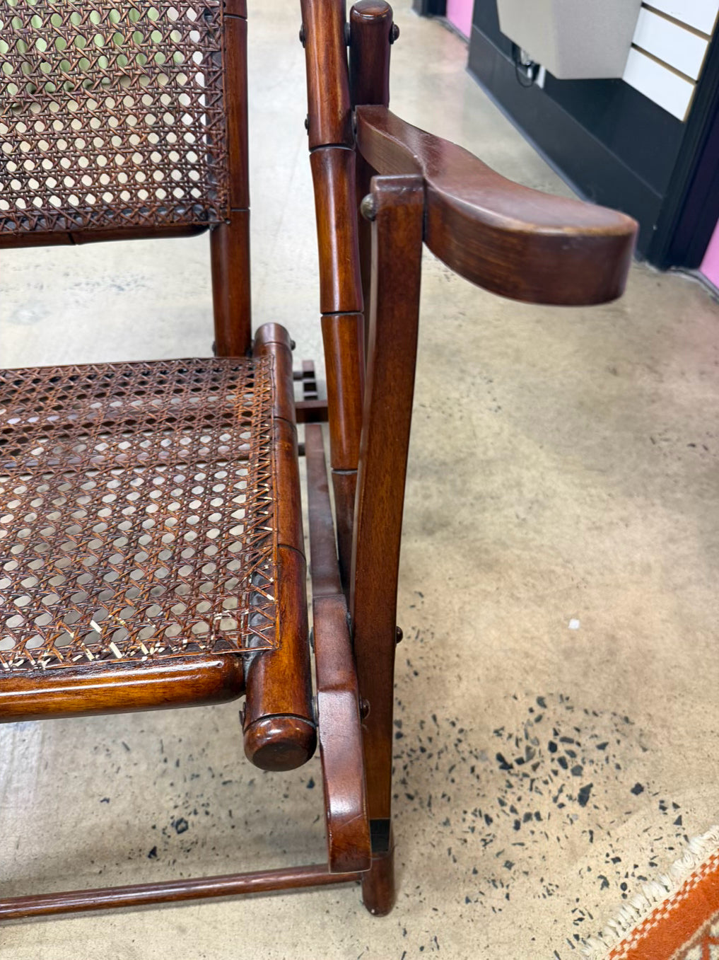 VINTAGE Wood & Cane Steamer Chair