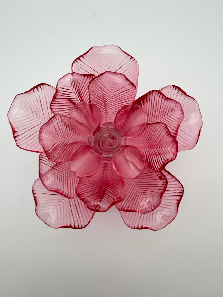 WATERFORD Pink Crystal Flower Paperweight